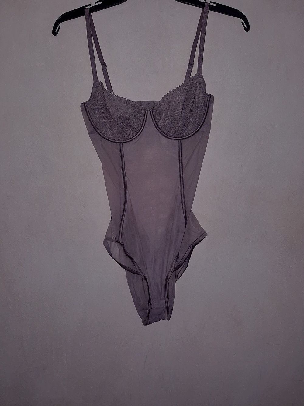 Victoria's Secret Sheer Lace Underwire Bodysuit - Mauve